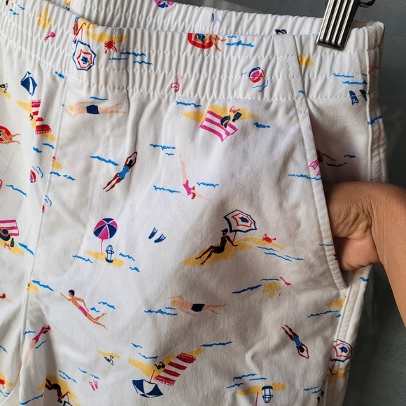 Land's End Womens Shorts Bermuda Size 10 Mid Rise White Sun Bathers Mint Pockets - Picture 5 of 9